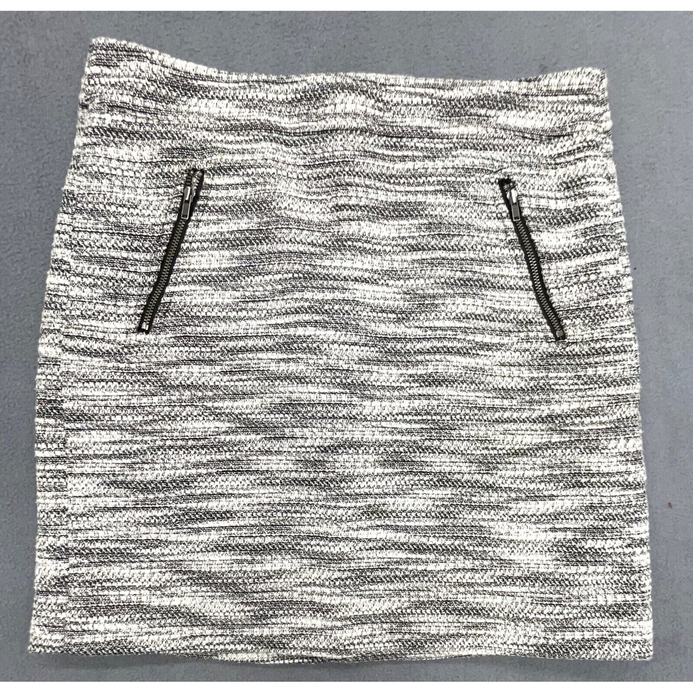Ann Taylor Loft Skirt 4 Gray Black Zip Pocket Mini Lined Preppy Casual 90s Y2K